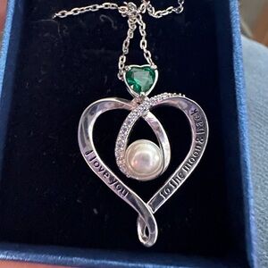 Elda &Co sterling Silver Heart Necklace  .925 with Love you to the moon and back